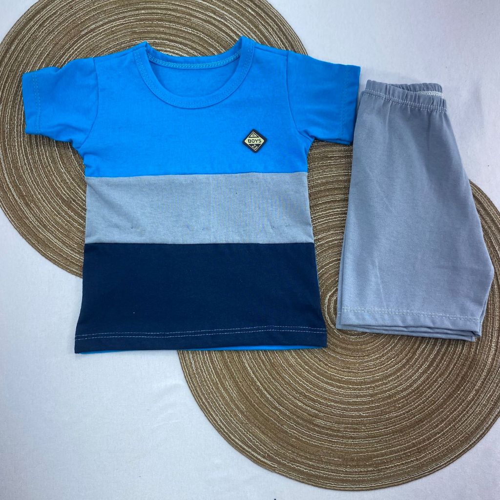 Conjunto Infantil Masculino Camiseta Listrada + Bermuda |