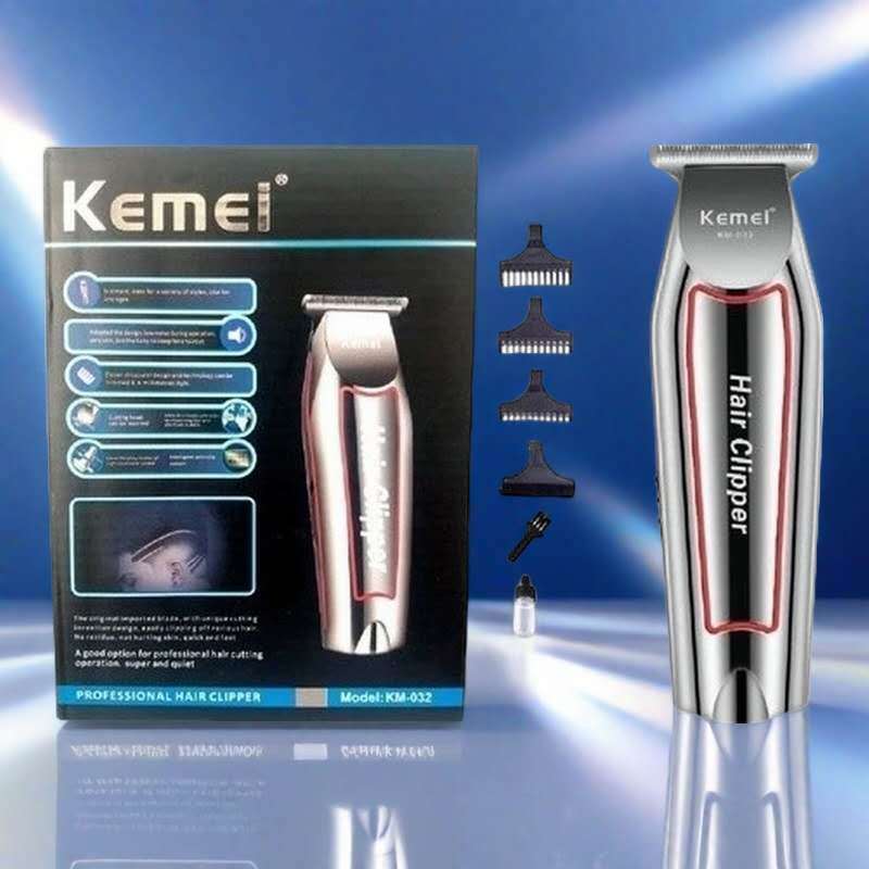 Máquina De Acabamento Profissional Kemei KM-032 Sem Fio Com Pentes E Escova De Limpeza