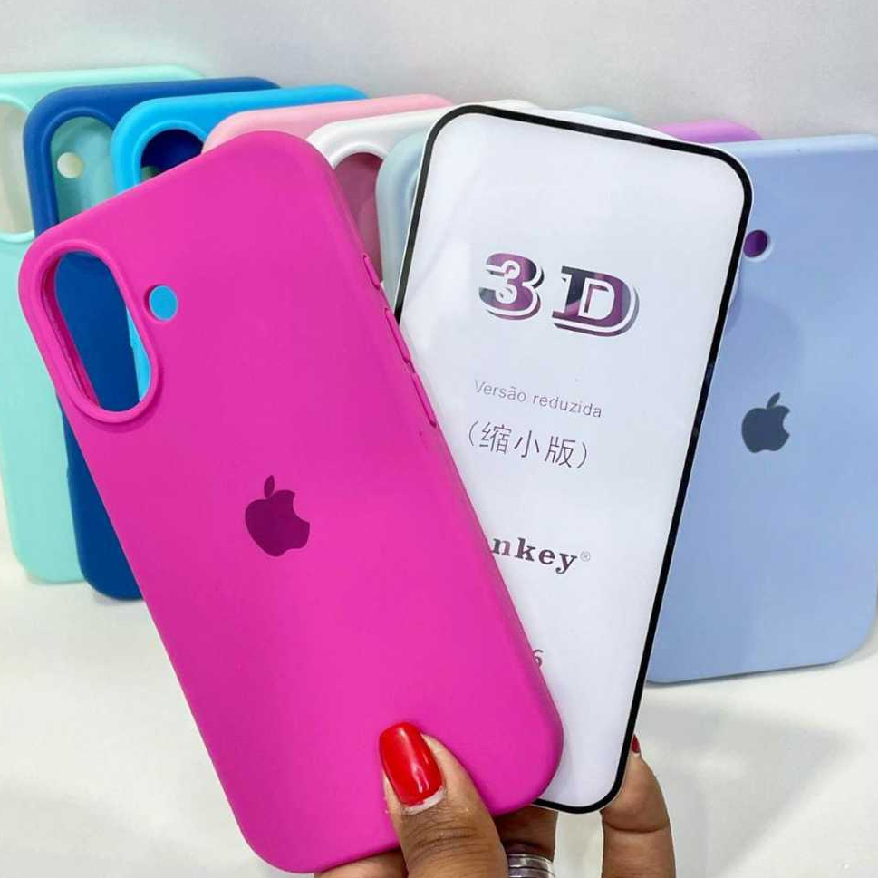 Capa Iphone 16 + Película 3D Kit Case Silicone Capinha Protetora Anti-Impacto em Oferta na Shopee