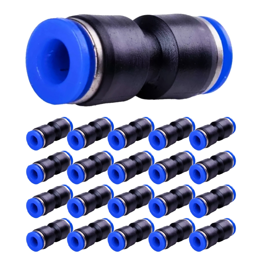 Kit 20 União Emenda Reta Pu 4mm 6mm 8mm 10mm 12mm 16mm Pneumática Engate Rápido