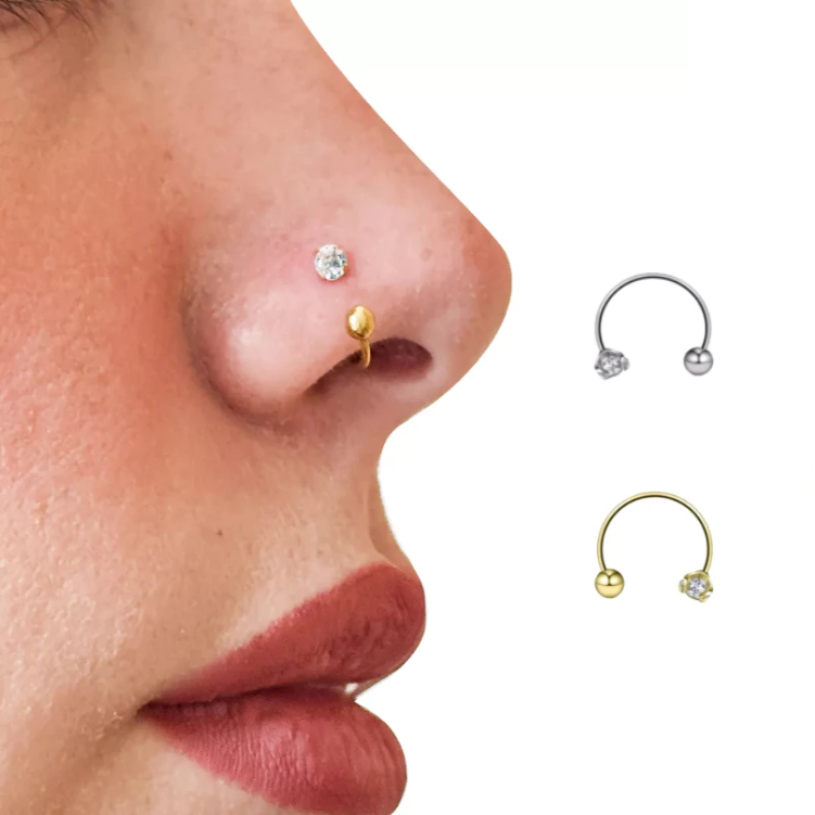 Piercing Aço Cirúrgico Folheada Ferradura Fina Nostril Helix Tragus  Zircônia Brilhante em Oferta na Shopee