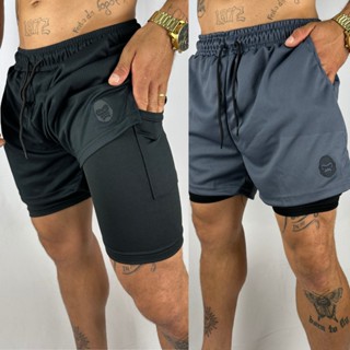 Kit 2 Shorts Masculino 2 em 1 Crossfit Treino Academia em Oferta na Shopee