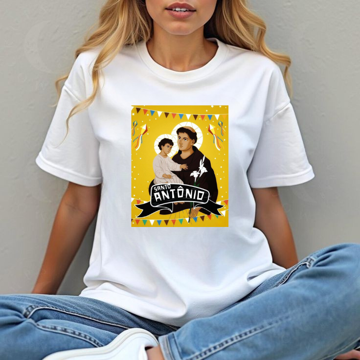 Camiseta  Santo Antônio O santo dos relacionamentos comemore o dia ou seja devoto diversos modelos