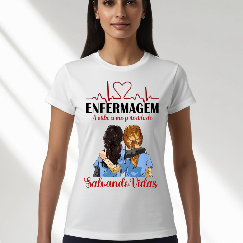 Camiseta Branca Enfermagem, Enfermeiro Salvando Vidas