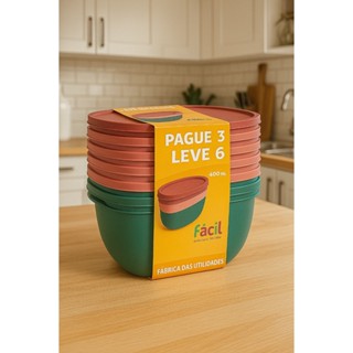 Kit 6 Potes Herméticos Plásticos | Pague 3 Leve 6 | Alta Qualidade para Organização de Cozinha em Oferta na Shopee