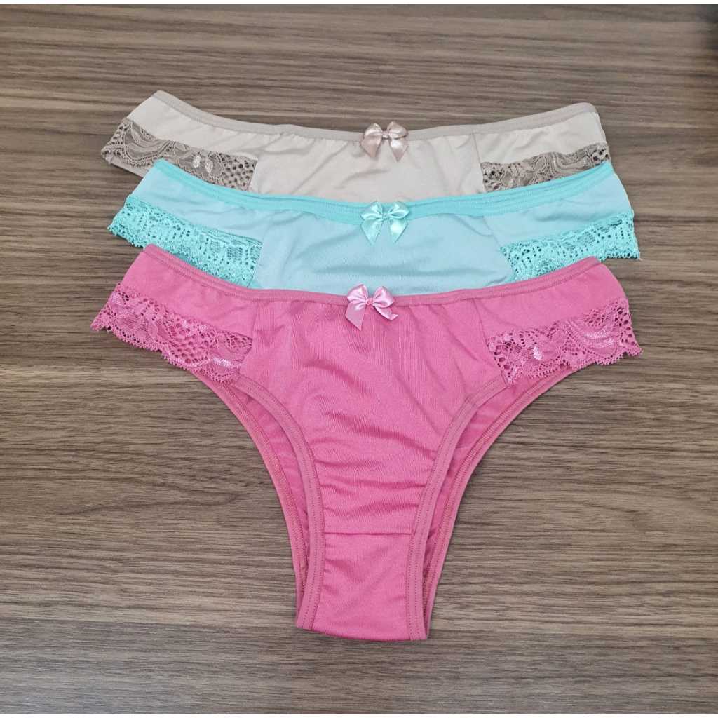 KIT COM 3 ou 5 CALCINHAS CONFORTO COM RENDA