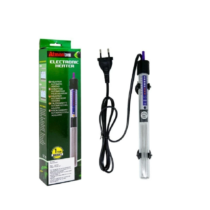 Aquecedor Termostato Submersível Eletrônico Atman 100W AT100 Aquecedor para Aquários de até 100 Litros