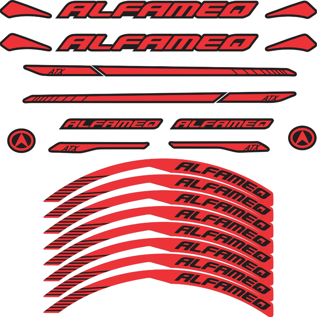 Kit Adesivo Para Quadro e para as duas Rodas ALFAMEQ compatível com aro 26 e 29 vermelho
