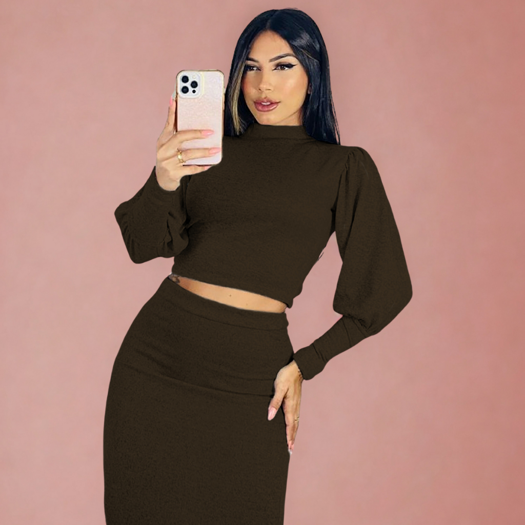 Conjunto Midi Lanzinha Cropeed Princesa Elegância
