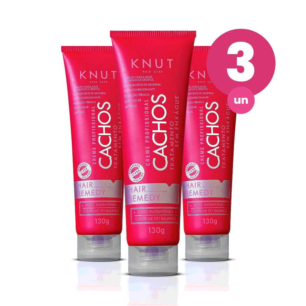 Kit 3 Knut Hair Tratamento Capilar Remedy Cachos 130g em Oferta na Shopee