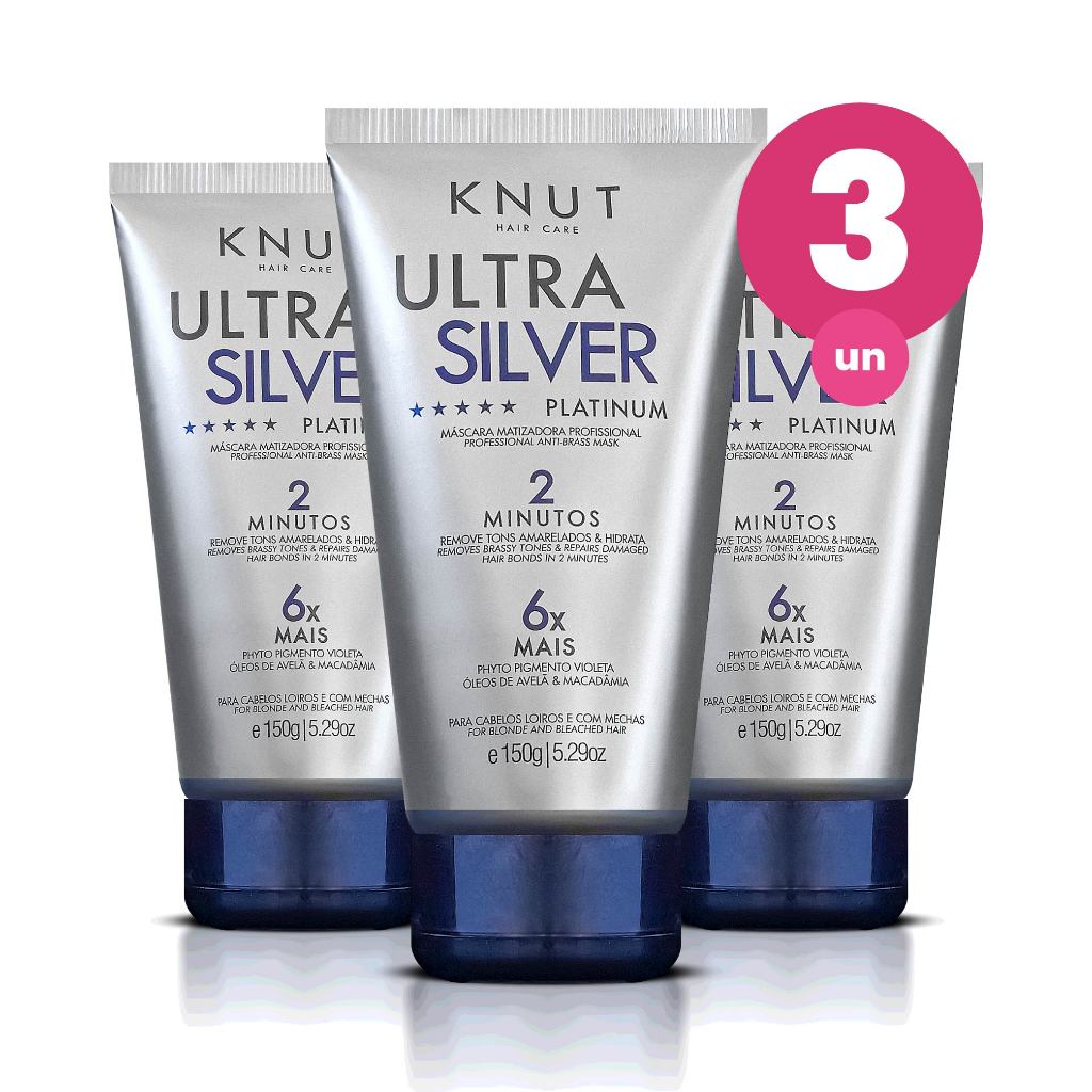Kit 3 Knut Ultra Silver Tratamento Capilar Platinum 150g em Oferta na Shopee