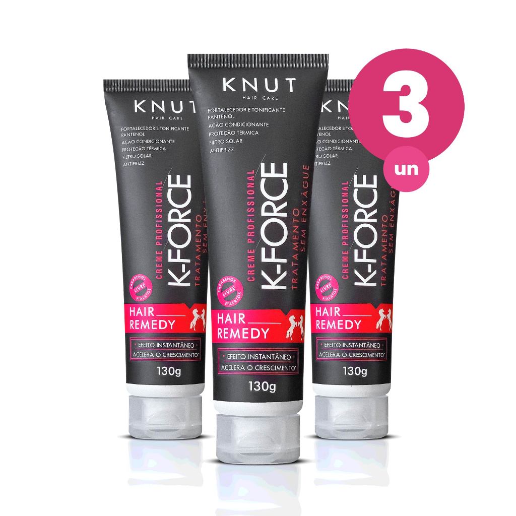Kit 3 Knut Hair Tratamento Capilar Remedy K-Force 130g em Oferta na Shopee