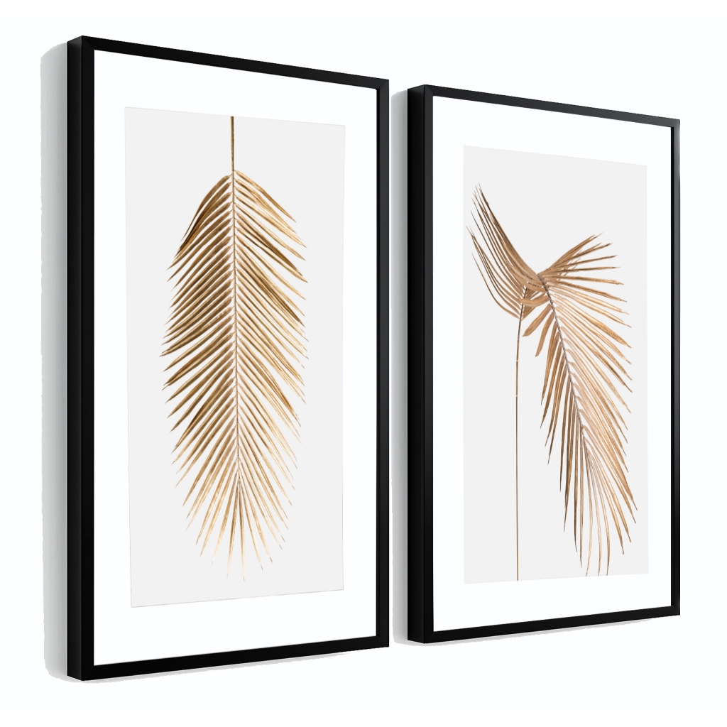 Dois Quadros Decorativos 50x70 cm Moldura Grande Para Sala Quarto Escritório Hall