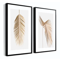 Dois Quadros Decorativos 50x70 cm Moldura Grande Para Sala Quarto Escritório Hall