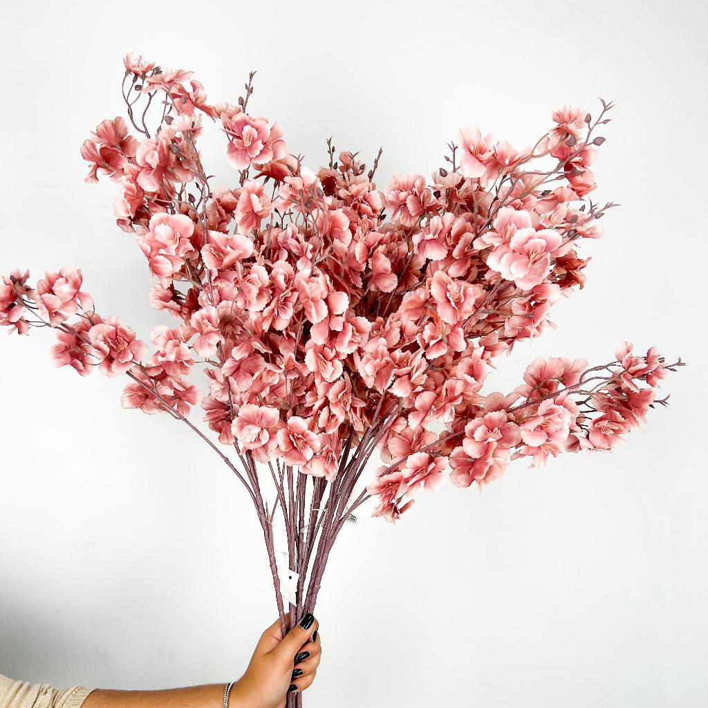 Kit 10 a 40 Flores Artificiais Rose Ramo Cerejeira, 95cm Galho Grande Decoração Sala - HASTEA-531 em Oferta na Shopee