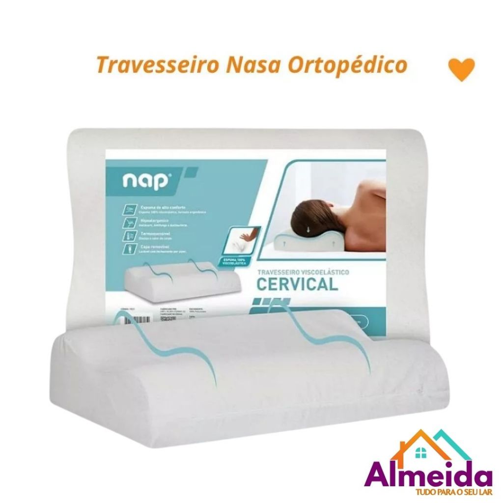 Travesseiro Nasa Ortopédico Cervical Pró D40 Ergonômico Tratamento Anti Ácaro Nap