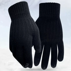 Pares de Luvas De Lã Frio Inverno Adulto Preta Unissex Mão Ideal Inverno Neve e Frio Extremo