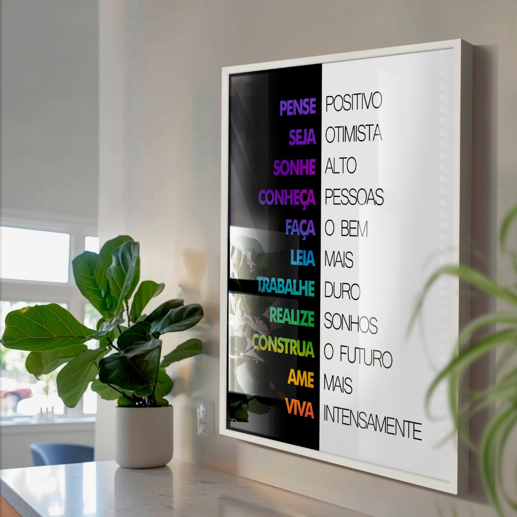Quadro Decorativo Frases Motivacionais Pense Positivo Trio