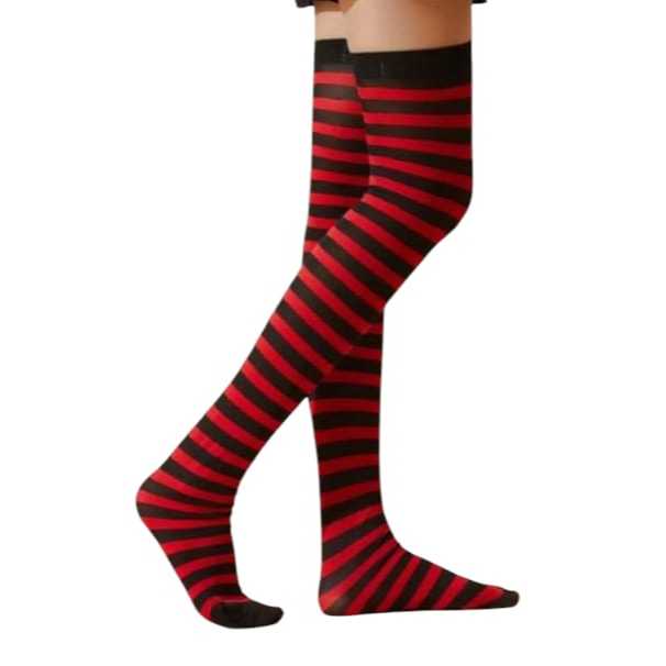 Meia Vermelha e Preto Listrada7/8 Colegial Cosplay em Oferta na Shopee