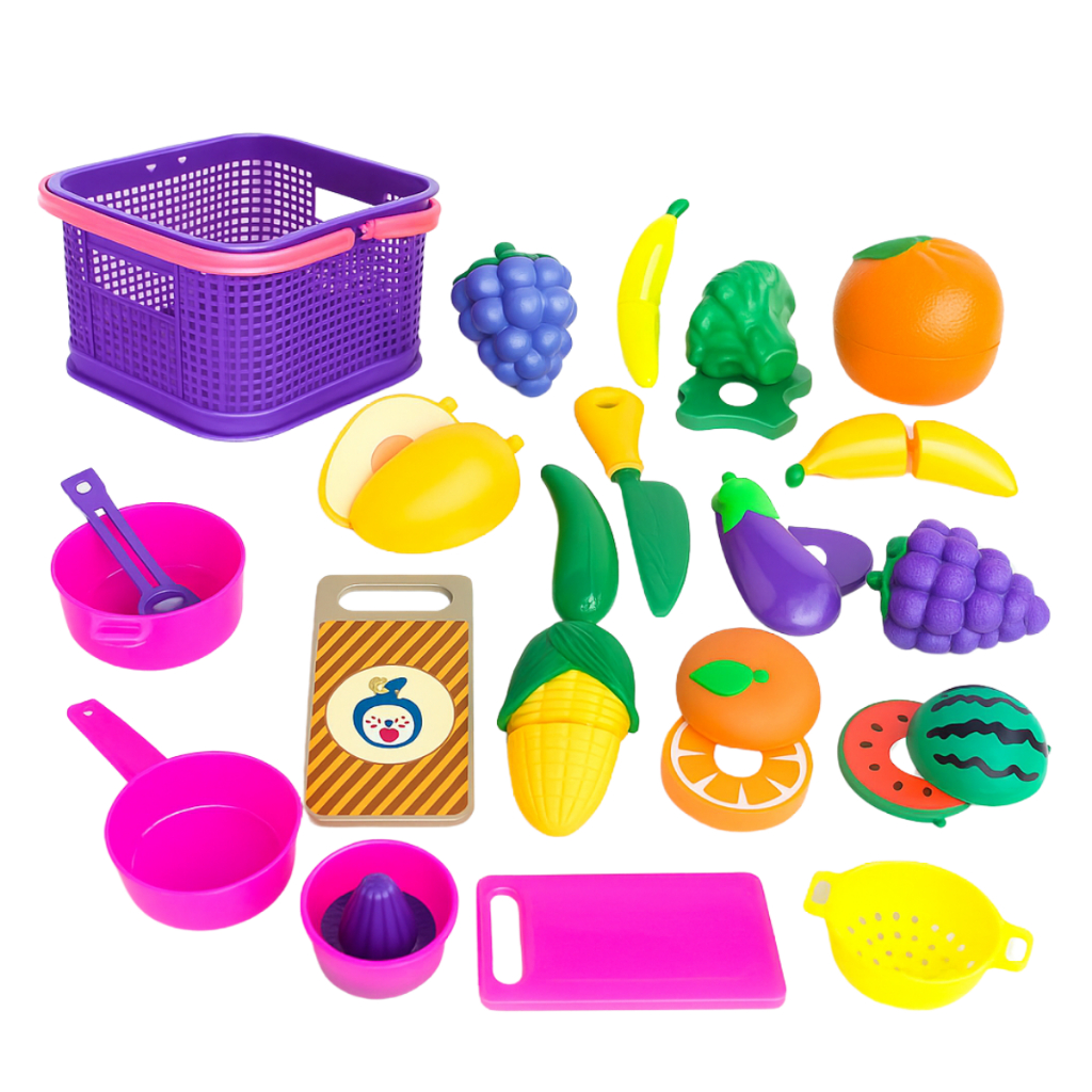 Kit Comidinhas De Brinquedo Crec Crec Com Cesta E Panelinhas