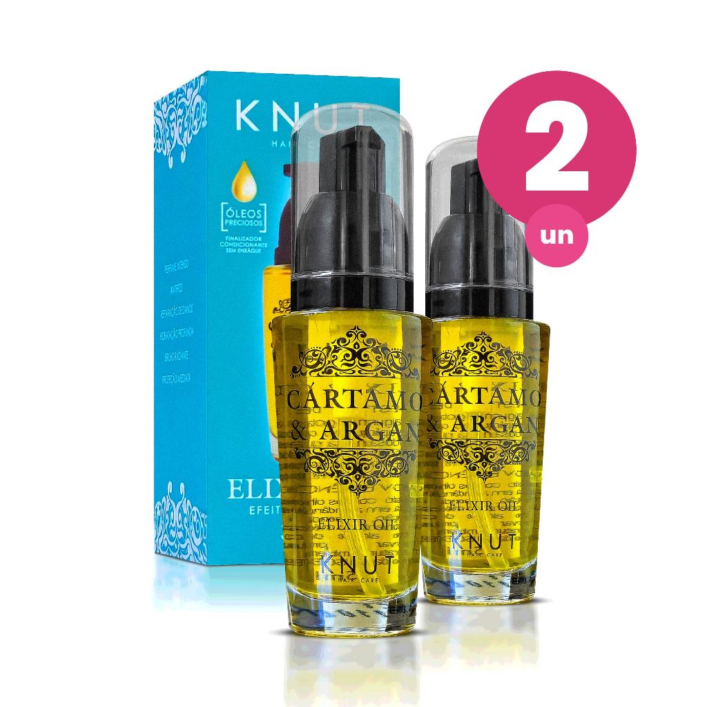 Kit 2 Elixir Knut Cartamo e Argan 35ml Tratamento Capilar