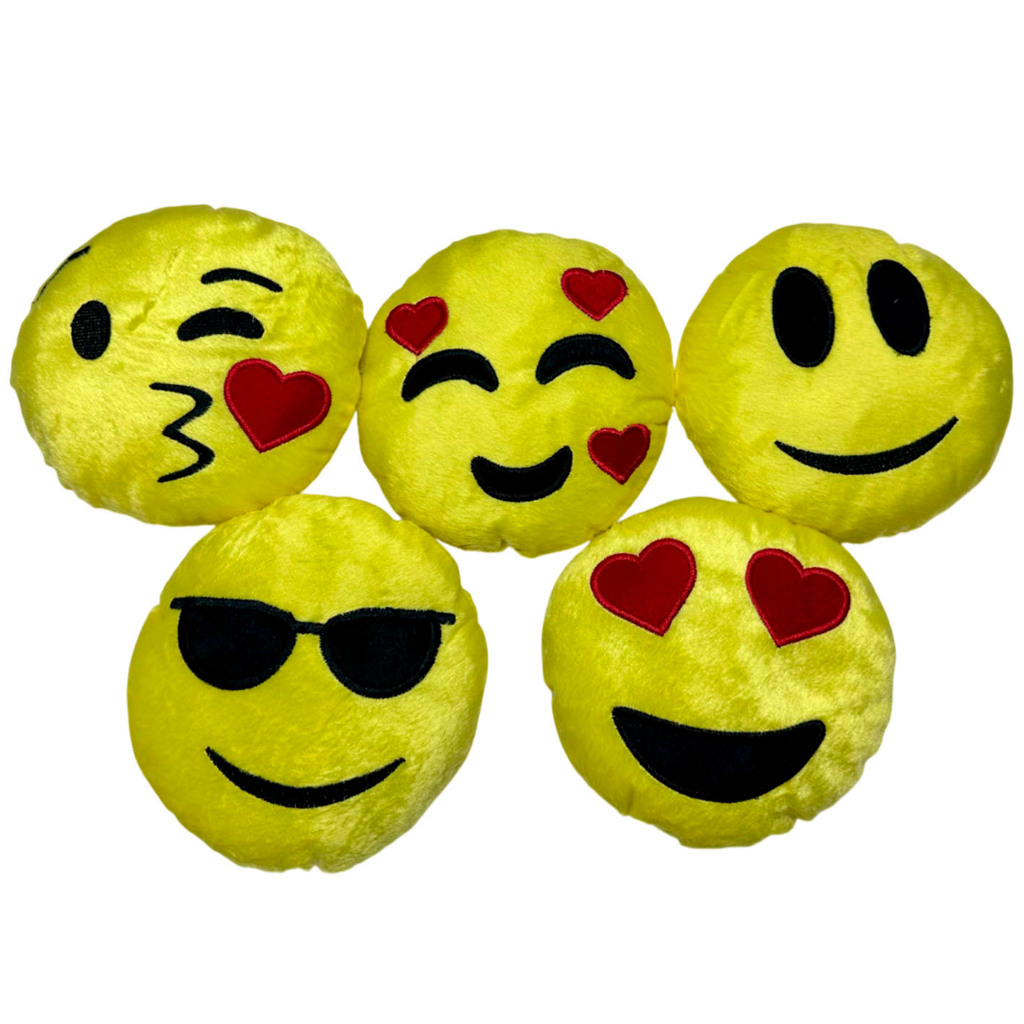 Kit 5 Almofadas Emoticon Zapzap Whats Emoji Bordado Cesta Presente Romantico - 18cm