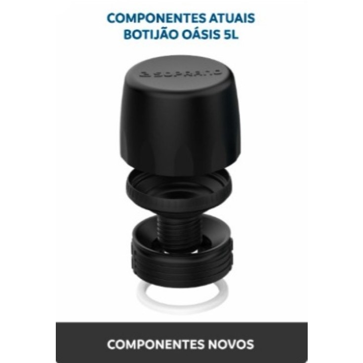Kit Bocal + Guarnição + Rolha + Copo para Garrafão Térmico Soprano de 5 Litros - Cor PRETA (Nova cor 2025) em Oferta na Shopee