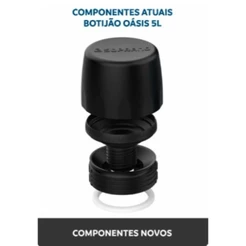 Kit Bocal + Guarnição + Rolha + Copo para Garrafão Térmico Soprano de 5 Litros - Cor PRETA (Nova cor 2025)