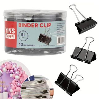 Prendedor De Papel Binder Clip 51 Mm Caixa Com 12 Unidades