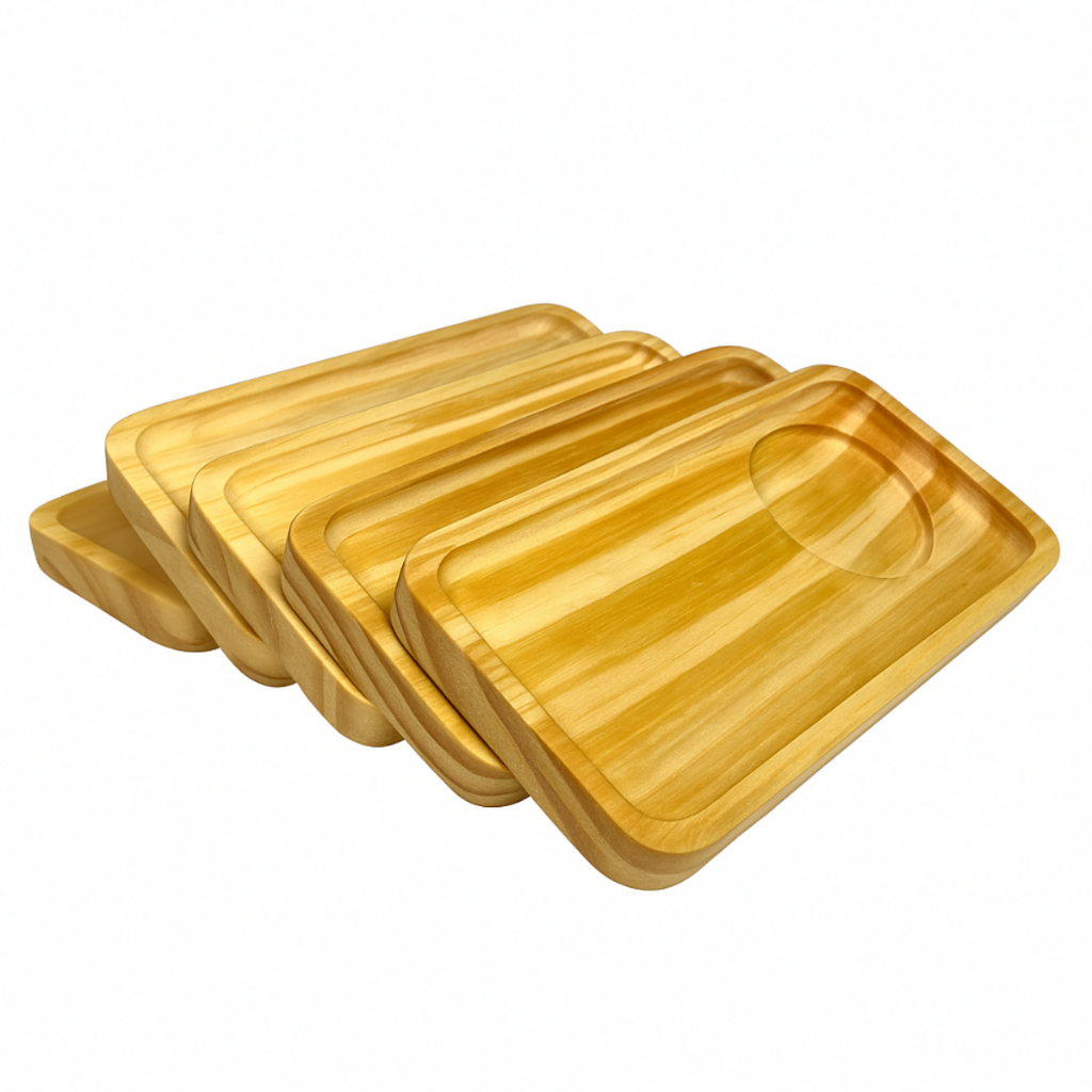 Kit 6 Pires Madeira Porta Copo Para Xícaras Café Chá Espaço Para Bolacha Servir em Oferta na Shopee