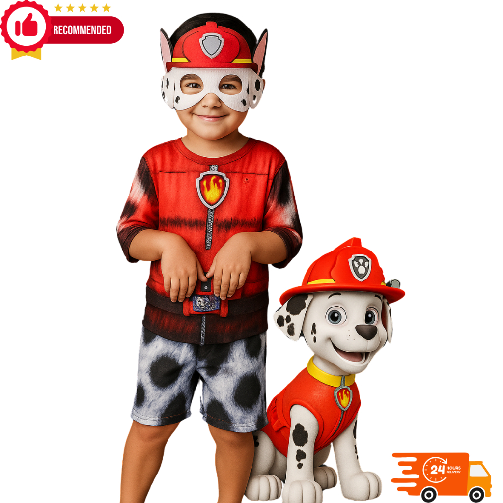 Fantasia Marshal Patrulha Canina Infantil Bombeiro Meninos