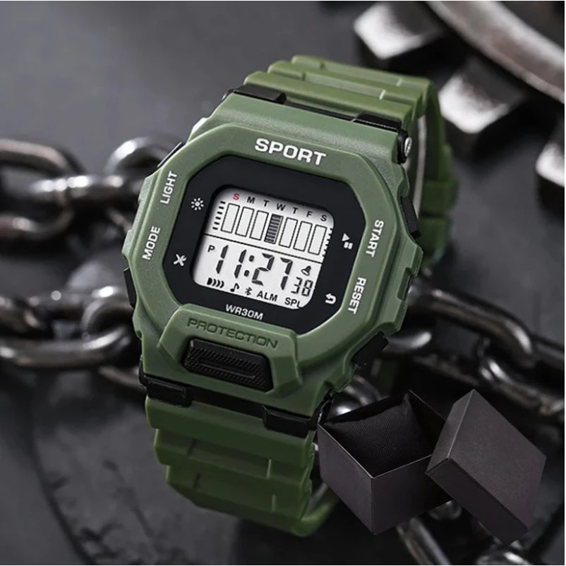 Relógio Digital Masculino Esportivo à Prova D'Água - Pulseira em Silicone em Oferta na Shopee