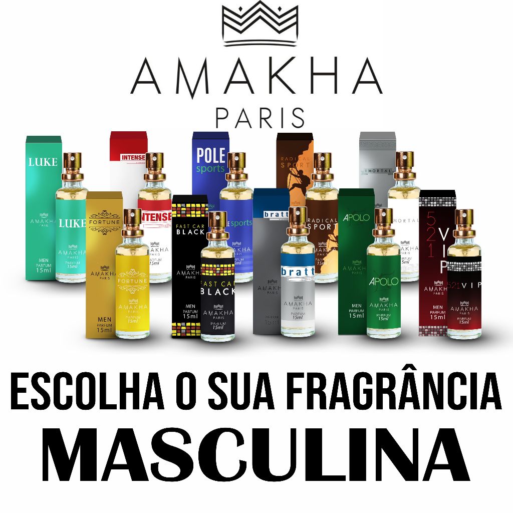 Perfume Amakha paris 15ml masculino a sua escolha LC em Oferta na Shopee