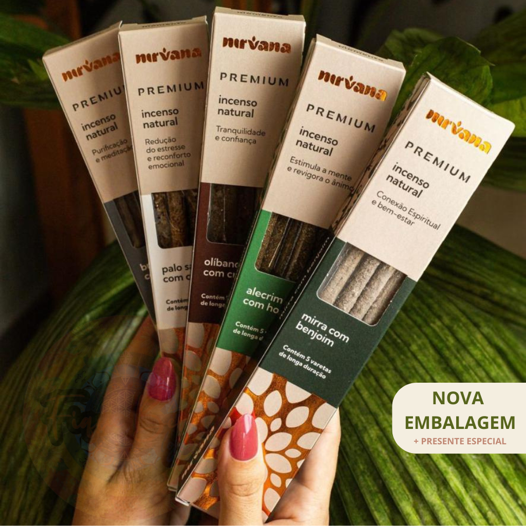 Incenso Nirvana 100% Natural e Artesanal - Todos os aromas - Longa Duração + Presente