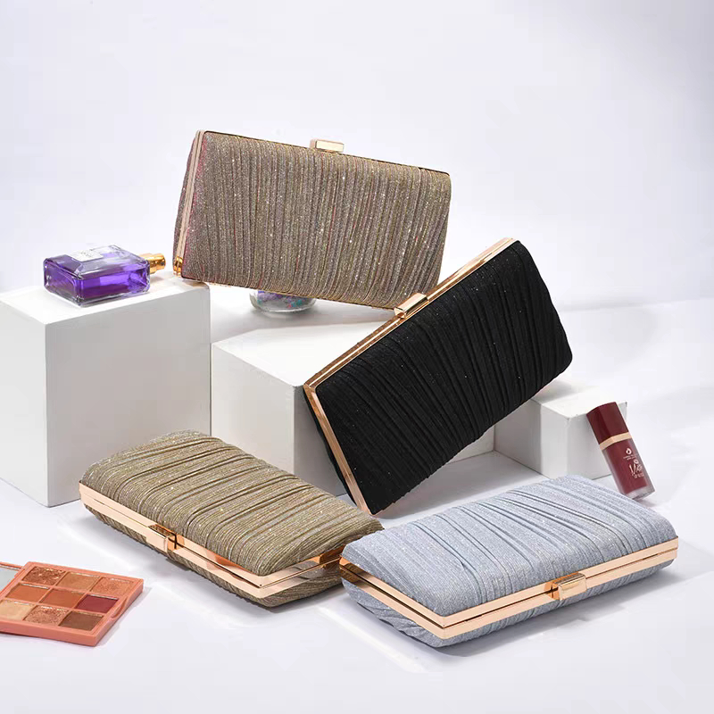 Vestido de noite bolsa plissada glitter 2025 nova bolsa de banquete casamento jantar bolsa em Oferta na Shopee