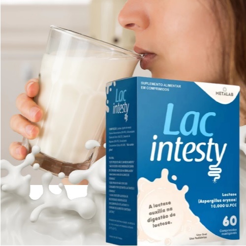 Enzima Lactase 10.000 60 CP mastigáveis Intolerância a lactose leite queijo LAC INTESTY Zero Açucar em Oferta na Shopee