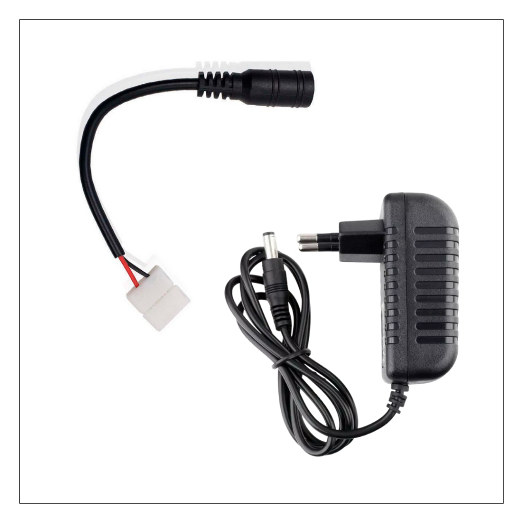 Cabo Conector Emenda 8mm Fita LED 2 Vias 3528 Ou 2835 Com Plug P4 + Fonte 12V Bivolt em Oferta na Shopee