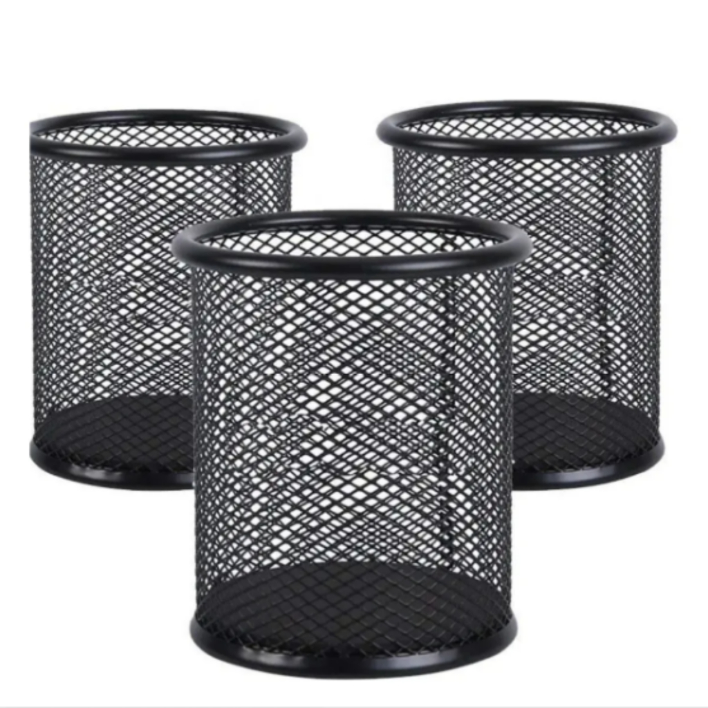 Kit 03 Porta Caneta Lápis Redondo Aramado Telado Escritorio em Oferta na Shopee