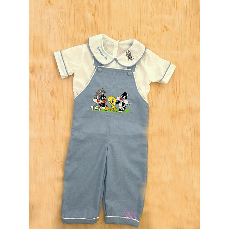Jardineira comprida / jardineira frio/ conjunto frio / menino/fantasia baby looney tunes