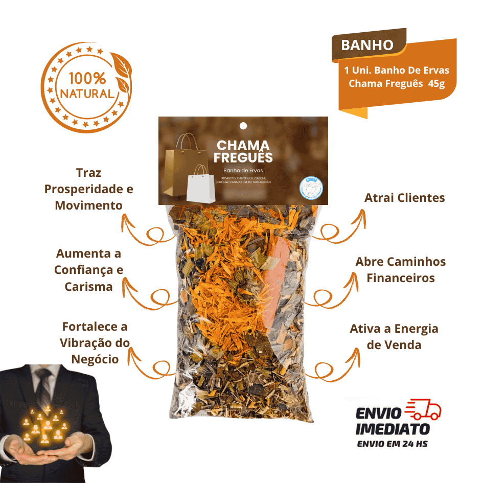 Banho de Ervas Chama Freguês  Atração de Clientes e Prosperidade nos Negócios 45g em Oferta na Shopee