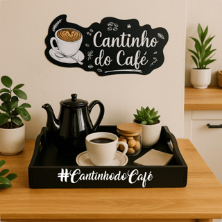 Kit Cantinho do Café Bandeija + Plaquinhas Adesivada Decoração Catinho do Café em Oferta na Shopee