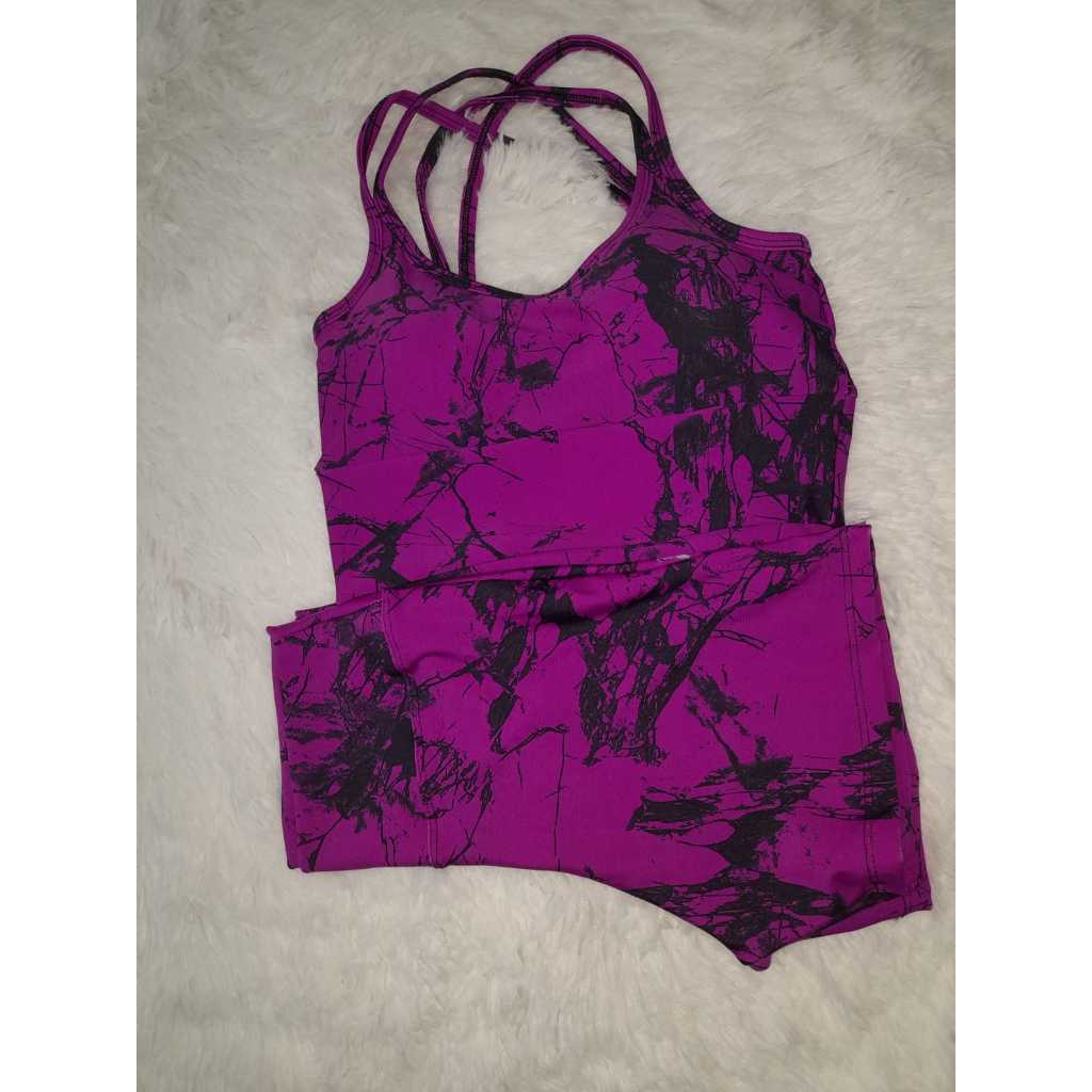 Conjunto Marmorizado Academia Fitness Short + Top com bojo em Oferta na Shopee