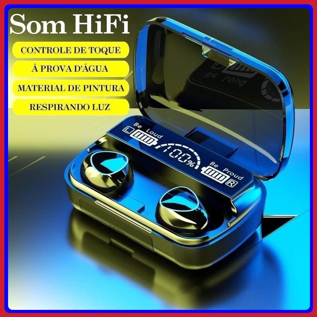 Fone De Ouvido bluetooth 5.3 Fone M10 Sem Fio tws Estéreo Com Pod Carregador