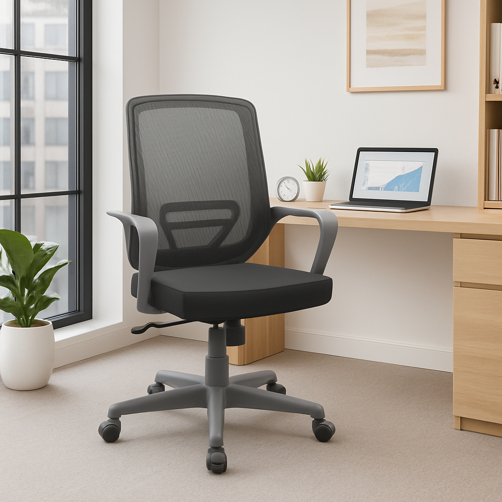 Cadeira de Escritório Adrix Preta - Conforto c/ Mecanismo Relax Base Standard e Vinil