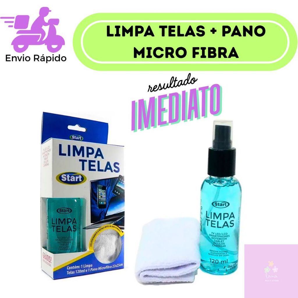 Kit Limpeza De Tela Com Spray Paninho Para Eletrônicos TV PC e Smartphone