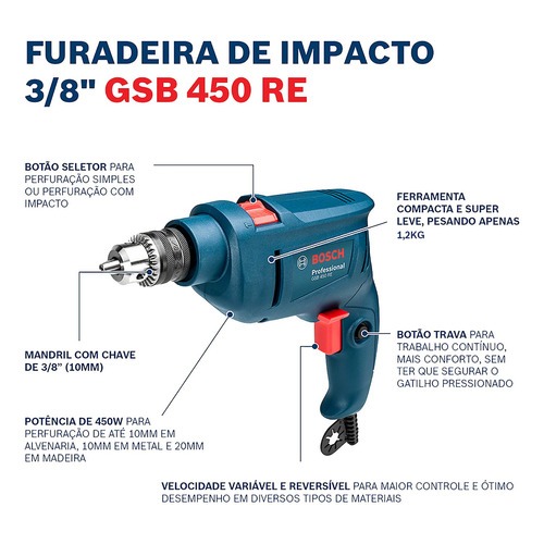 Kit Bosch 127V Serra Mármore GDC 150 + Furadeira GSB 450 RE · foto 2