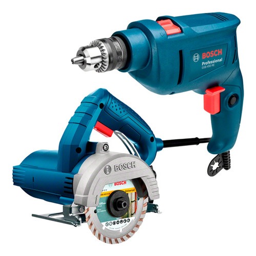 Kit Bosch 127V Serra Mármore GDC 150 + Furadeira GSB 450 RE em Oferta na Shopee