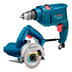 Kit Bosch 127V Serra Mármore GDC 150 + Furadeira GSB 450 RE