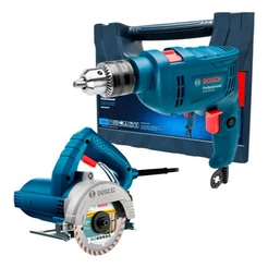 Kit Bosch 127V Serra Mármore GDC 150 + Furadeira GSB 550 RE