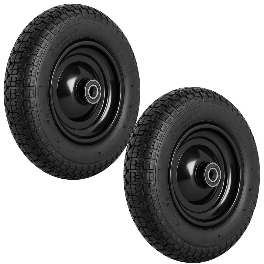 Kit 2 Rodas Carrinho De Carga Mão Pneu 3.50-8 Borrachudo 500kg Rolamento esfera 25mm